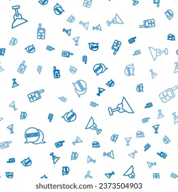 Set line Speech bubble mom, Sandbox with sand and shovel and Baby monitor walkie talkie on seamless pattern. Vector