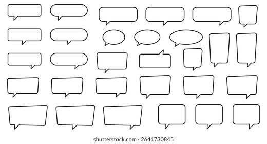 Set of line speech bubble, ounline speech balloon, chat bubble.