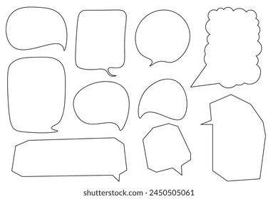 Set line speech bubbles on white background. chat box or chat vector square and doodle message or communication icon Cloud speaking for comics and minimal message dialog
