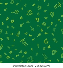 Set line Speed limit traffic, Scooter and Helicopter on seamless pattern. Vector