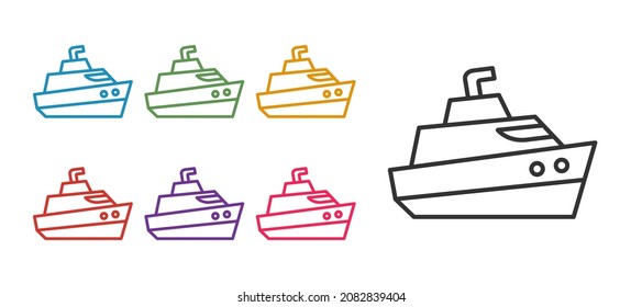 Set line Speedboat icon isolated on white background. Set icons colorful. Vector