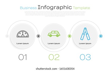 Stecken Sie das Stromkabel für Speedometer, Auto- und Autobatterien. Infografik-Vorlage für Unternehmen. Vektorillustration