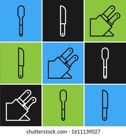 Set line Spoon, Knife and Knife icon. Vector