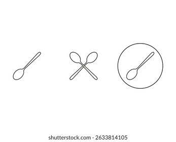 set of line spoon symbol icon design vector isolated on transparent background