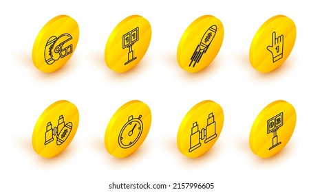 Set line Sport football mechanical scoreboard and result display, Binoculars, Stopwatch, american, Number 1 one fan hand glove with finger raised, American Football,  and helmet icon. Vector