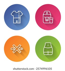 Set line Sport track suit, Paper package for milk, No Smoking and Women waist. Color circle button. Vector