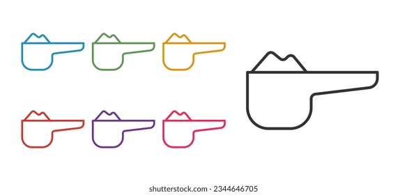 Set line Sports nutrition bodybuilding proteine power drink and food icon isolated on white background. Set icons colorful. Vector