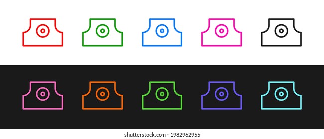 Fijar la línea Spray puede eliminar el icono del tapón aislado en el fondo blanco y negro.  Vector