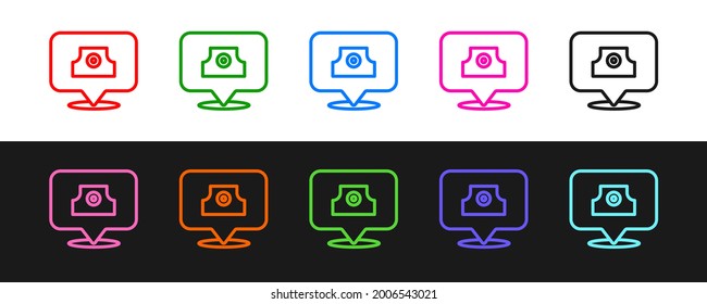 Fijar la línea Spray puede eliminar el icono del tapón aislado en el fondo blanco y negro.  Vector