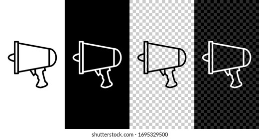 Set line Spread the word, megaphone icon isolated on black and white background. Vector Illustration