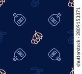 Set line Sprout, Pack full of seeds and Fresh berries on seamless pattern. Vector