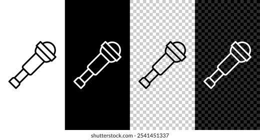 Icono de la lente del telescopio de Spyglass aislado en blanco y negro, fondo transparente. Vidrio espía marinero.  Vector