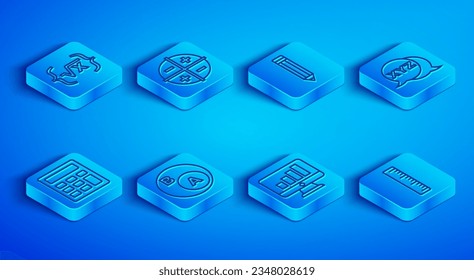 Set line Square root of x glyph, XYZ Coordinate system, Pencil, Subsets, math, is subset b, Computer monitor with graph chart, Calculator and Ruler icon. Vector