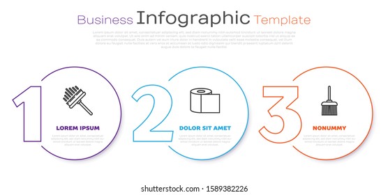 Set line Squeegee, scraper, wiper, Toilet paper roll  and Handle broom . Business infographic template. Vector