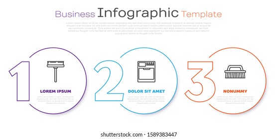 Set line Squeegee, scraper, wiper, Washer  and Brush for cleaning . Business infographic template. Vector