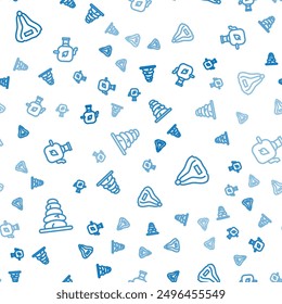 Set line Stack hot stones, Sauna hat and Teapot with leaf on seamless pattern. Vector