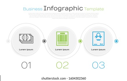 Set line Stacks paper money cash, Report file document and Certificate template. Business infographic template. Vector