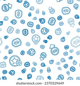 Set line Star, Coin money with dollar and Shield with dollar on seamless pattern. Vector