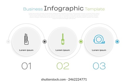 Cuchillo de papelería, destornillador y construcción de la ruleta. Plantilla de infografía de negocios. Vector