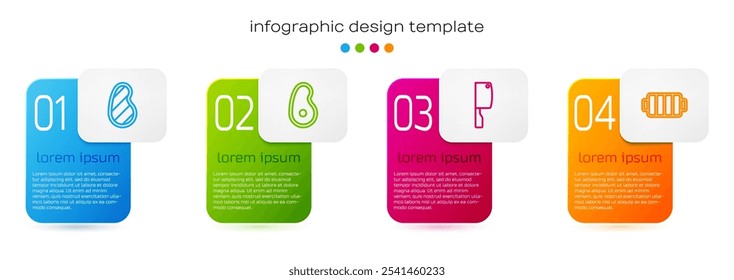 Set line Steak meat, , Meat chopper and Barbecue grill. Business infographic template. Vector