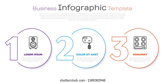 Set line Stereo speaker , Electric mixer  and Gas stove . Business infographic template. Vector