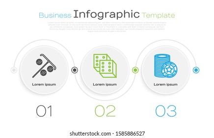 Set line Stick for chips, Game dice and Casino chips. Business infographic template. Vector