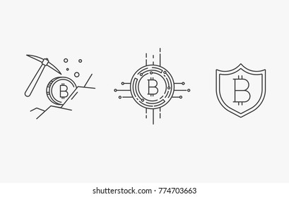 Set of Line Stroke Vector Bitcoin and Cryptocurrency Icons design