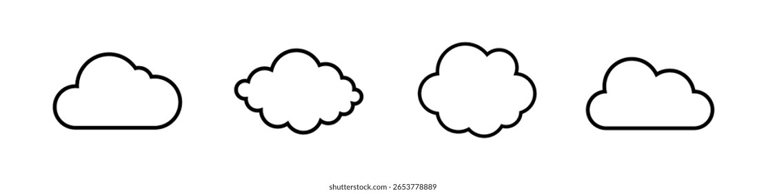 Set Of Line Style Clouds