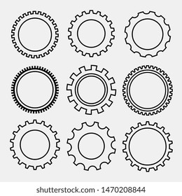 set of line style gear symbols
