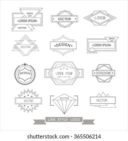 Set of line style logo. Hipster elements. Abstract geometric shapes.