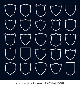 set of line style shield symbols and icons