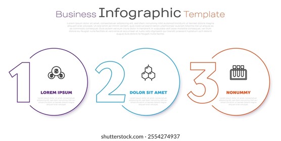 Set line Sulfur dioxide SO2, Chemical formula and Test tube. Business infographic template. Vector