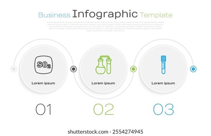 Set line Sulfur dioxide SO2, Test tube and . Business infographic template. Vector