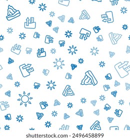 Set line Sun, Iceberg and Rise in water level on seamless pattern. Vector