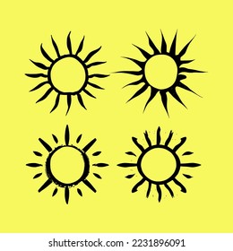 Satz der Linie Sonne Symbol für Helligkeit, Intensität Einstellung Symbol Vektorgrafik. im Stil der abstrakten Linienkunst.