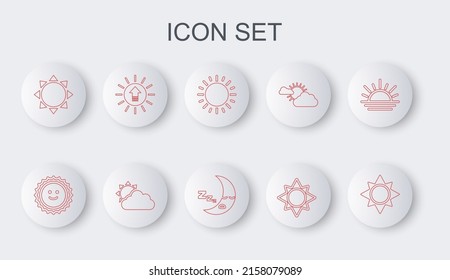 Set line Sun, Sunset, and cloud weather and Moon icon icon. Vector