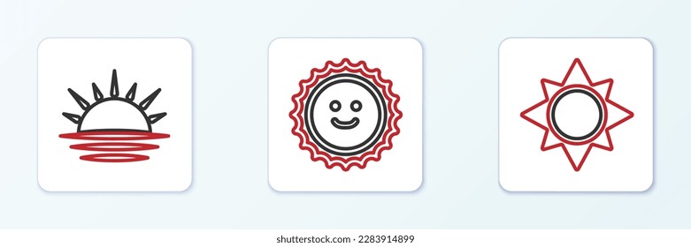Set line Sun, Sunset and  icon. Vector