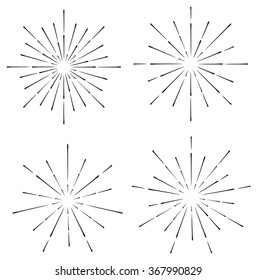 set of line sunburst or explosion