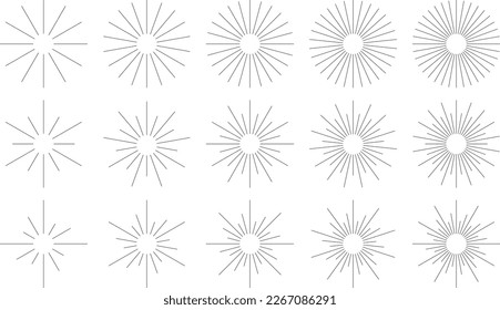 Set of line sunburst pattern.Vector illustration.
