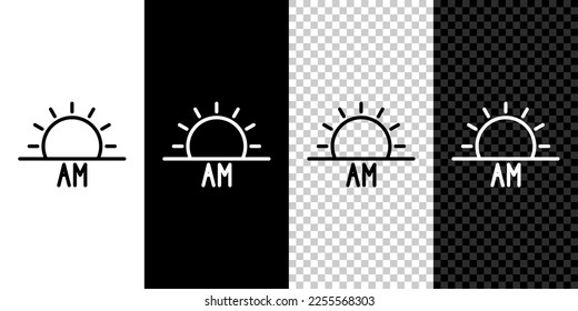 Set line Sunrise icon isolated on black and white background.  Vector Illustration