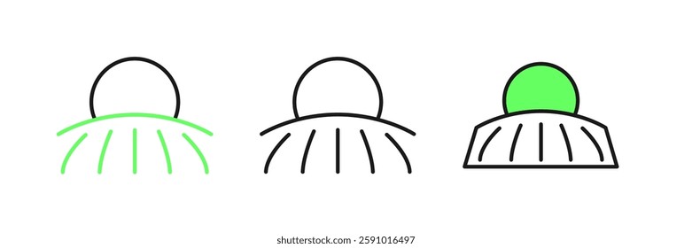 Set line Sunrise icon isolated on white background.  Vector