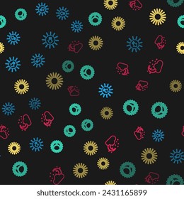 Set line Sunset, Eclipse of the sun,  and Cloud with moon and stars on seamless pattern. Vector
