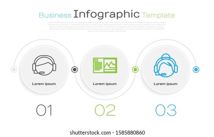 Set line Support operator in touch, Postcard  and Support operator in touch. Business infographic template. Vector