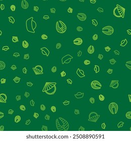 Set line Sushi, Chinese conical straw hat and Fish steak on seamless pattern. Vector
