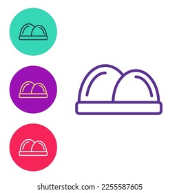 Set line Sushi icon isolated on white background. Traditional Japanese food. Set icons colorful. Vector