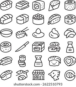 set of line sushi icons