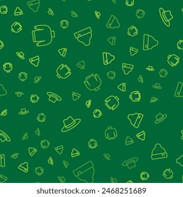 Set line Sweater, Man hat and Beanie on seamless pattern. Vector