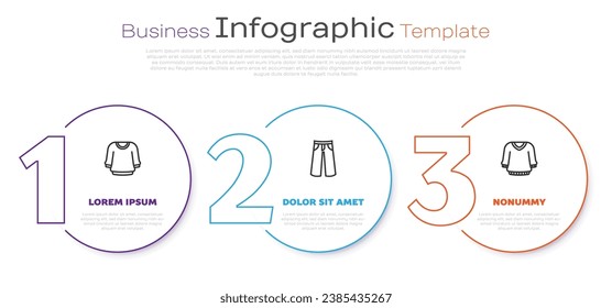 Set line Sweater, Pants and . Business infographic template. Vector