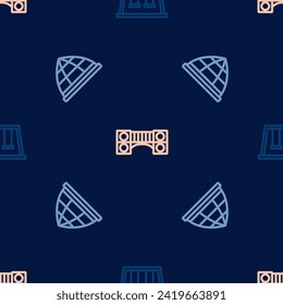 Set line Swings for kids, Playground climbing equipment and bridge on seamless pattern. Vector