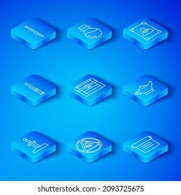 Set line Sword in the stone, Antique treasure chest, Masons, Magic lamp Aladdin, Ancient magic book, wand,  and  icon. Vector